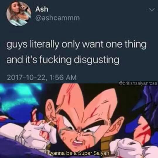 Trying to be a Super Saiyan is disgusting? - meme