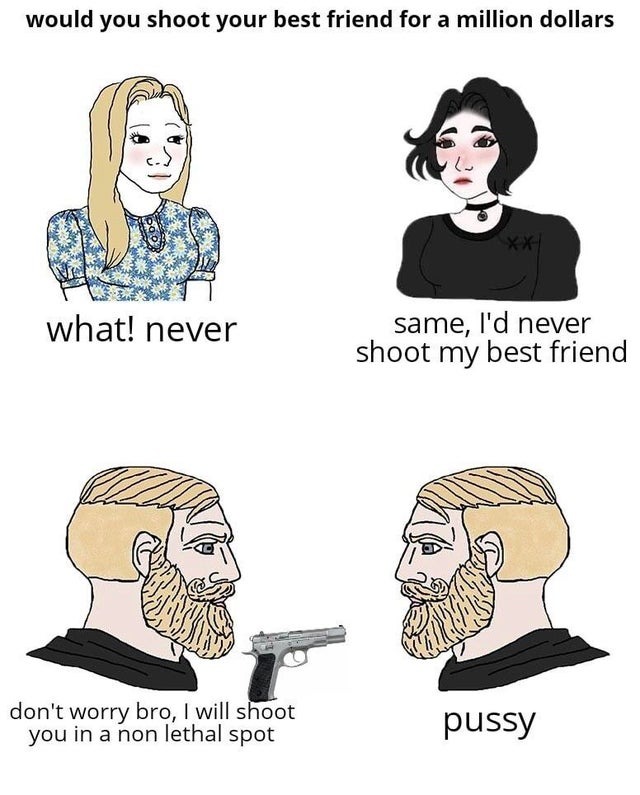 Would you shoot your best friend for a million dollars - meme