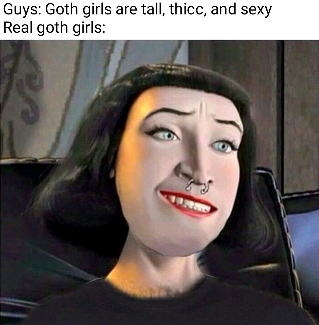 I haven't seen an attractive goth girl yet - meme