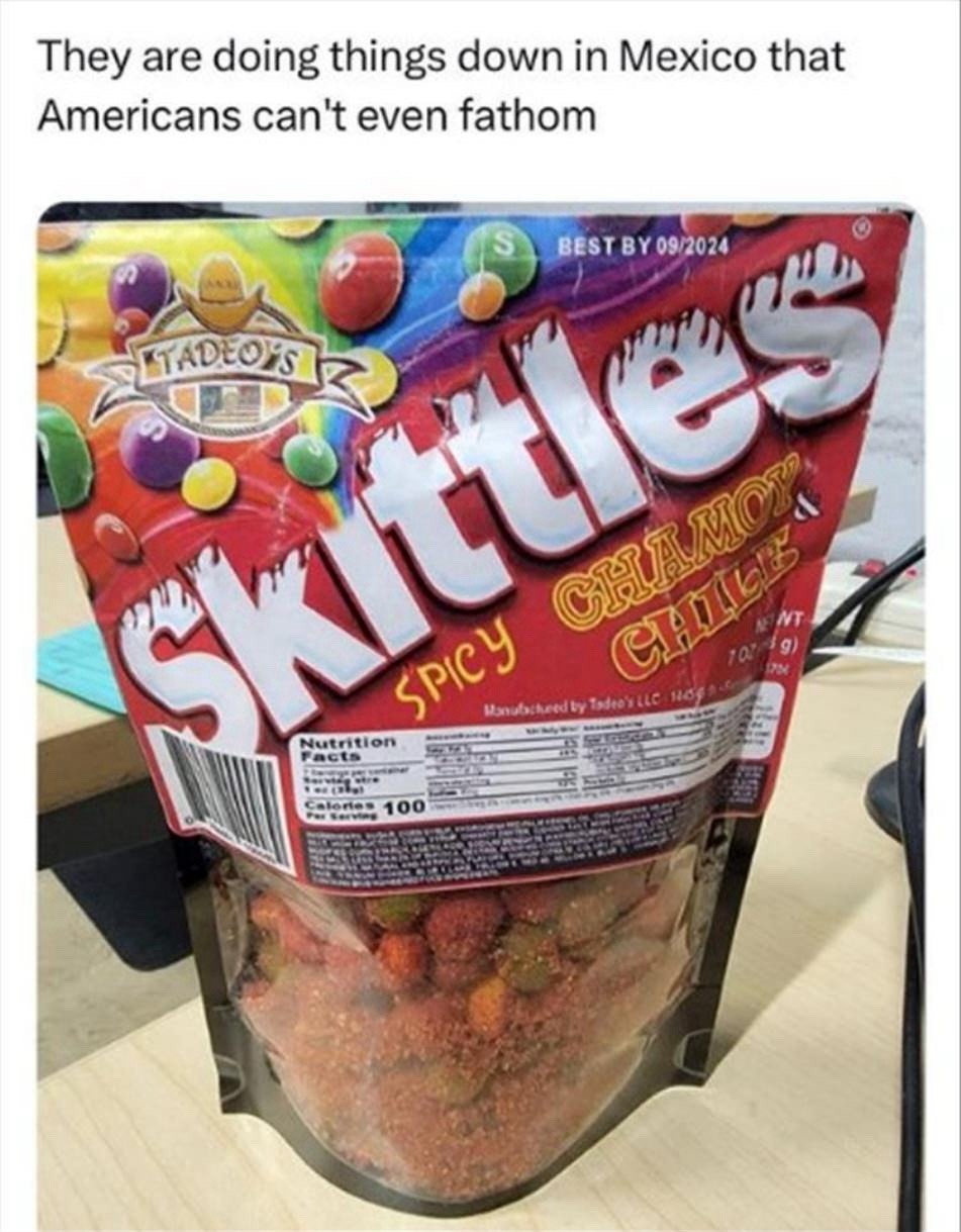 wtf spicy skittles?! - meme
