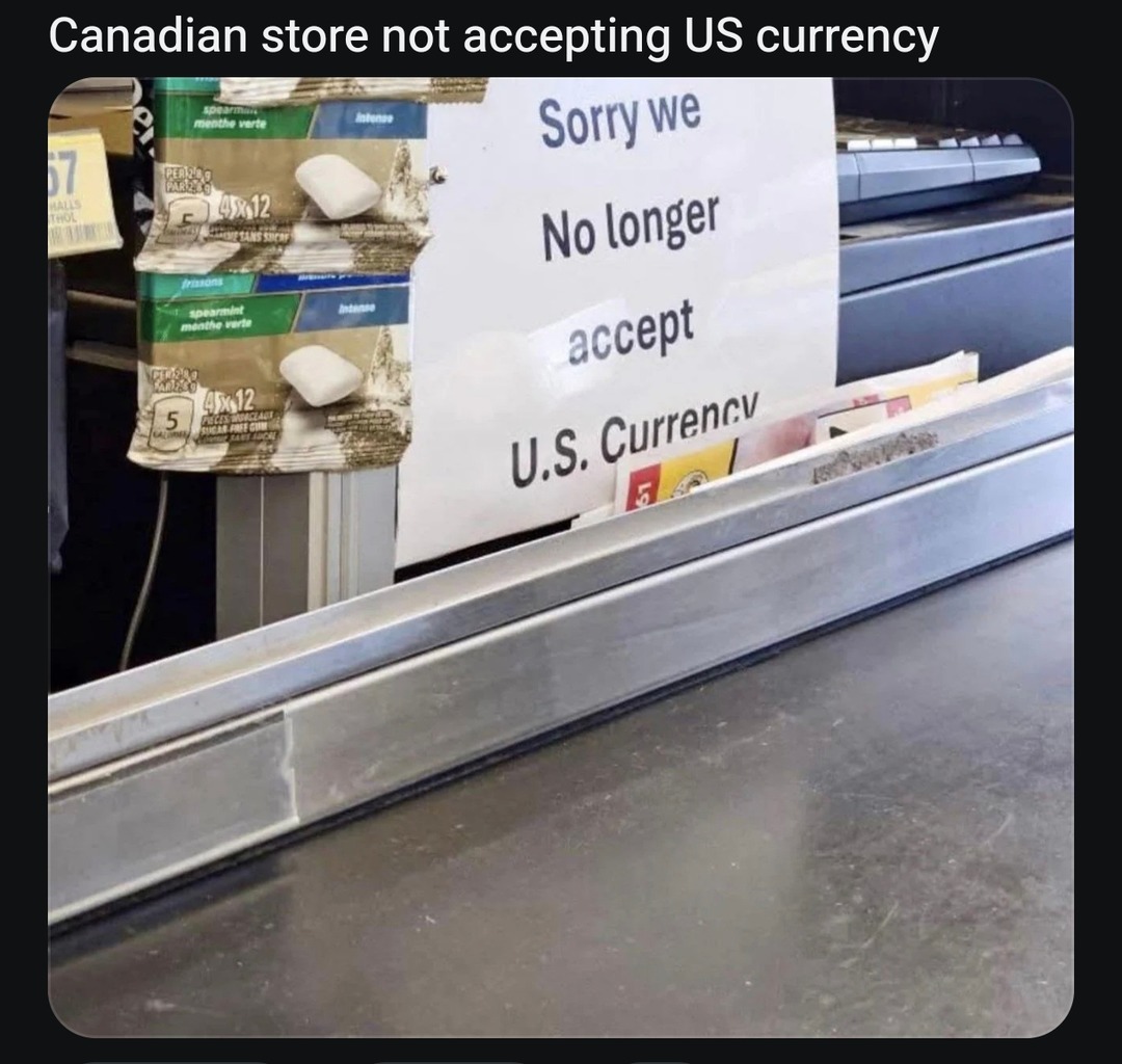 When a Canadian store hits you with the 'no USD' energy - meme