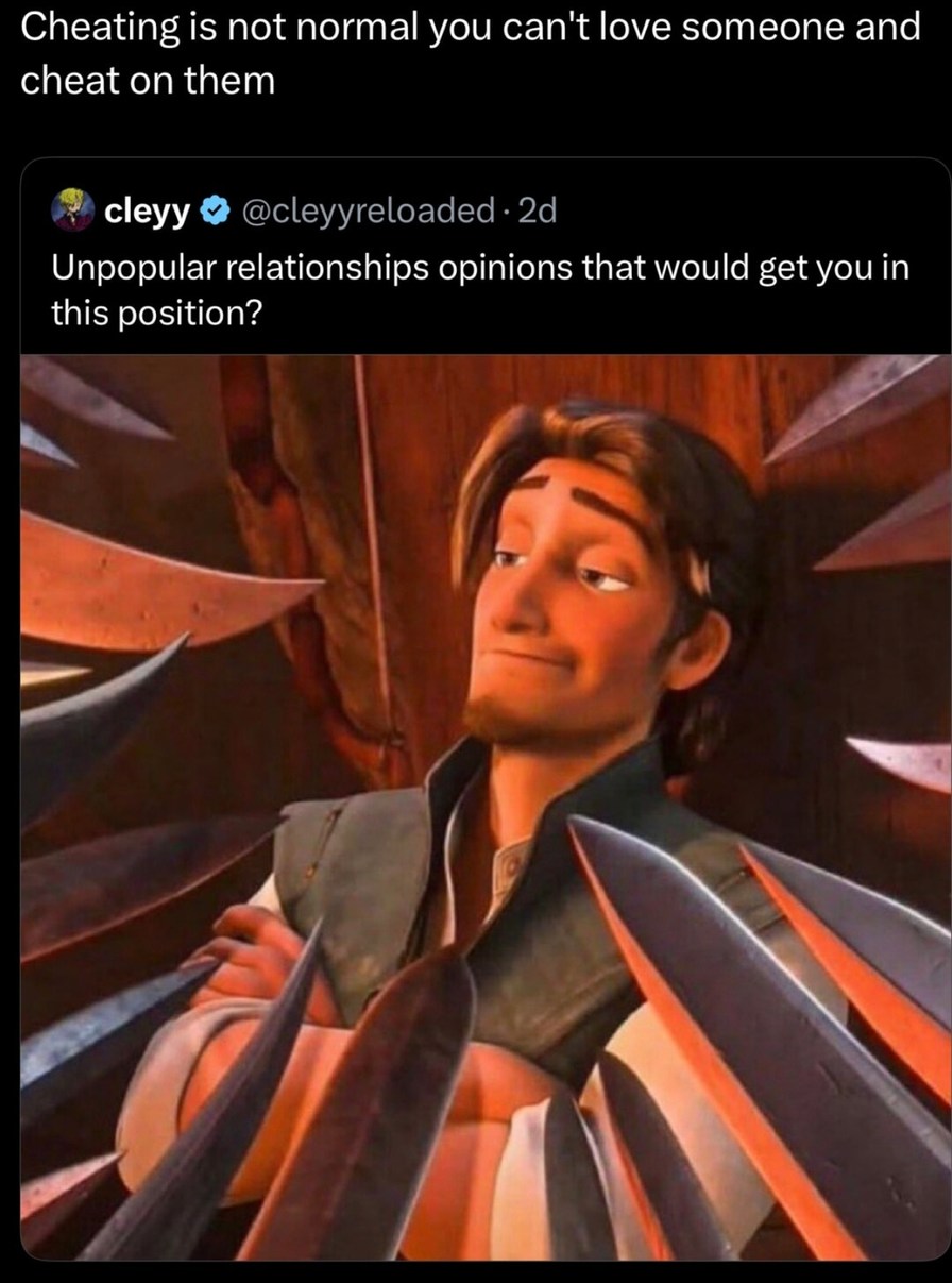 You can’t cheat and say you love them, that’s DLC behavior - meme