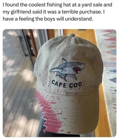 Bought the ugliest fishing hat ever. The boys get it - meme