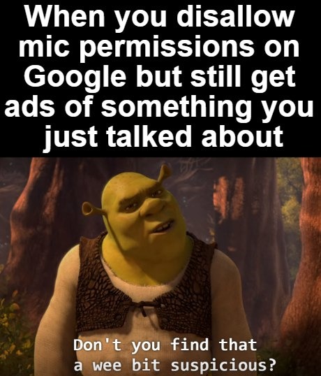 That feeling when you deny mic access but still hear related ads - meme