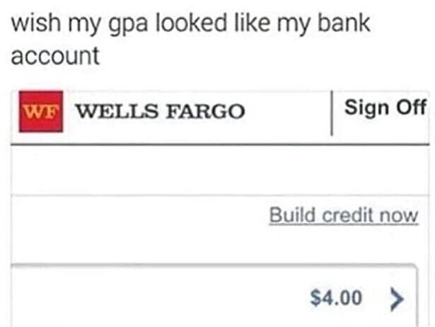 First comment has a negative balance in his bank - meme