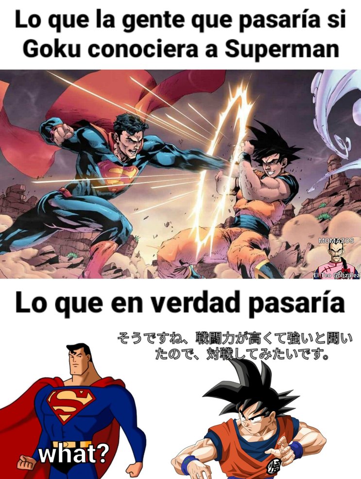 meme de superman vs goku
