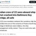 Indian crew aboard the Dali ship that crashed into the Baltimore bridge are safe