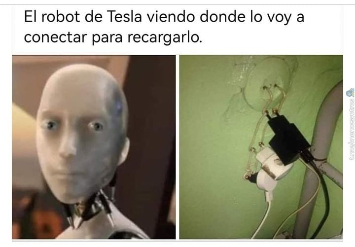Robot Tesla en carga - meme