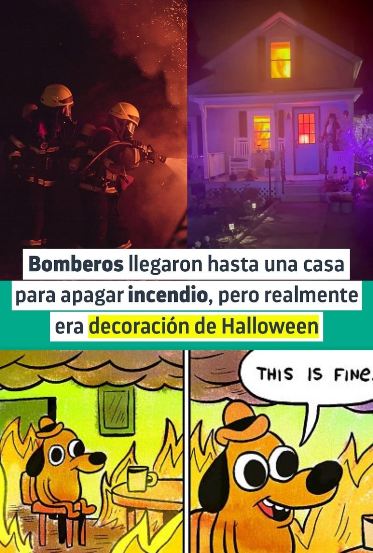 Bomberos fueron a apagar un fuego y era una decoración de Halloween - meme