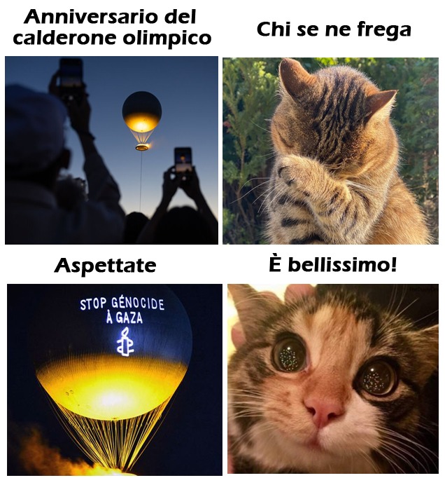 Amnesty International proietta un messaggio sul calderone olimpico - meme