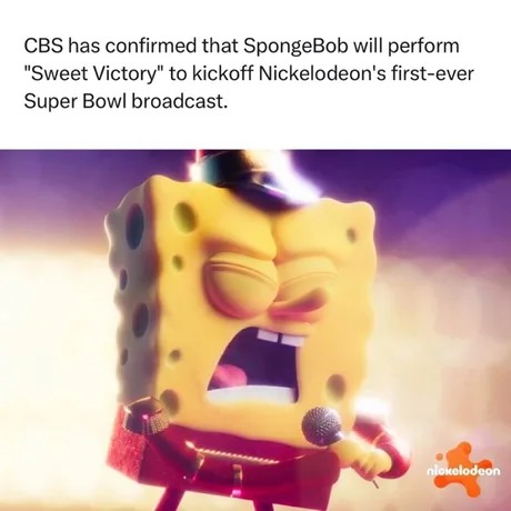 SpongeBob will perfeorm at the Super Bowl halftime show - meme