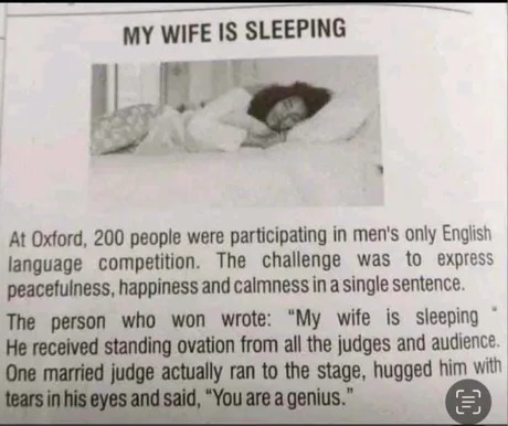"My wife is sleeping" - meme