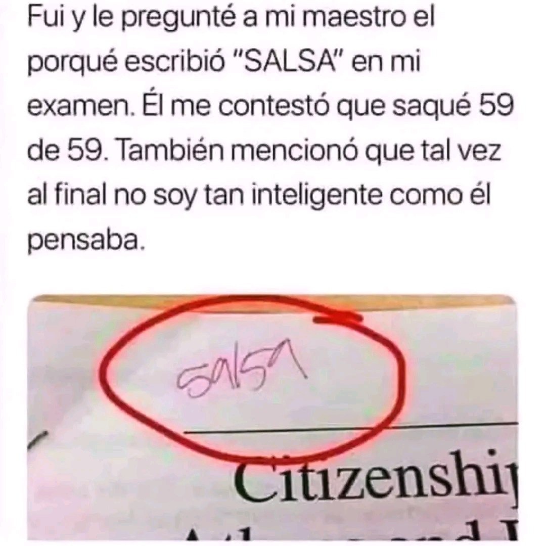 Profe me puso SALSA y yo pensando que era cumbia... saqué 59/59 - meme