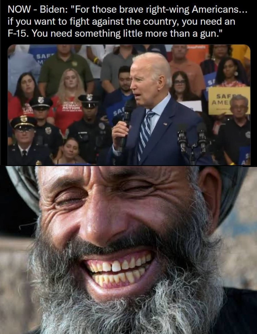 Hahaha... Breathe.. ahahaha! Ultimate shit talker Biden. - meme