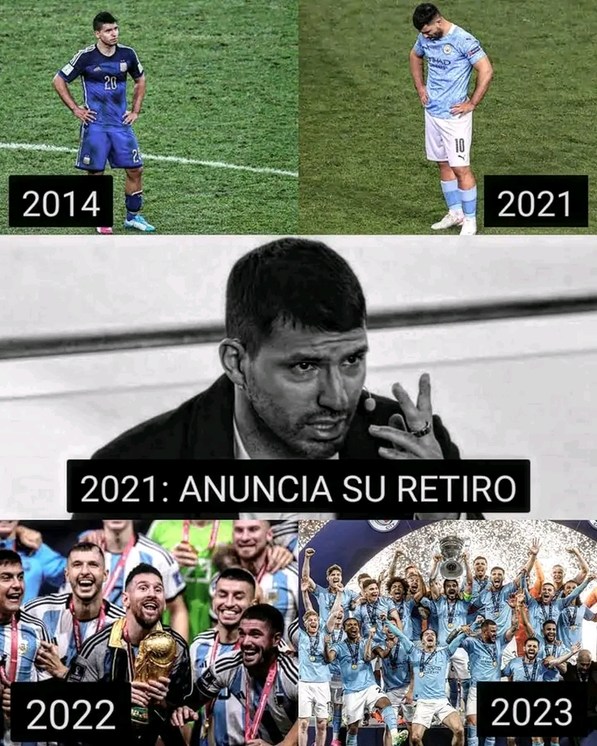 Kun Agüero anuncia su retiro - Argentina, M.City - meme