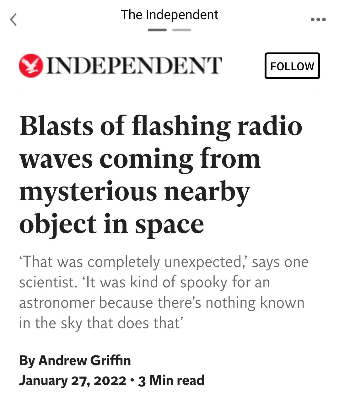 Scientists have spotted a “mysterious” object letting out giant blasts of energy, three times an hour. - meme