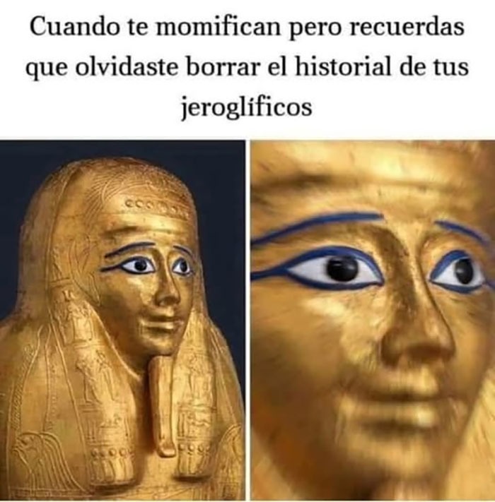 Borren el historial jeroglífico al salir de la pirámida - meme