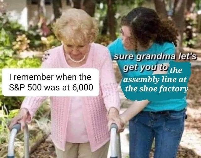 Grandma about to drop some S&P 500 lore - meme