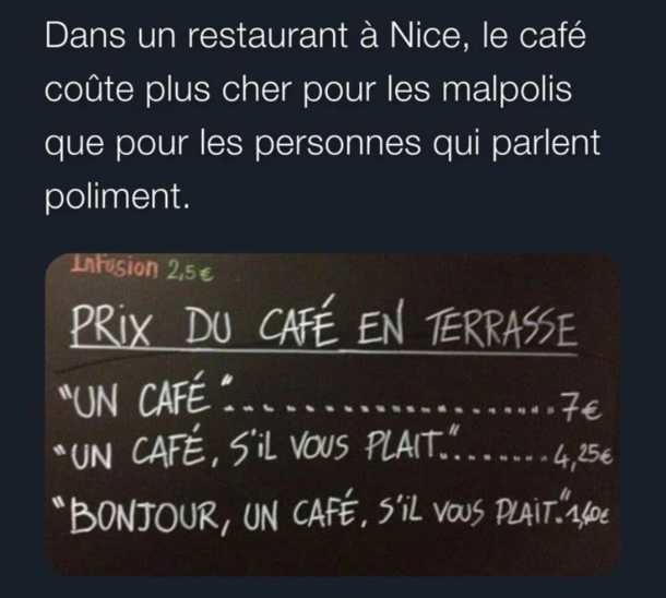 À Nice, même ton café il juge ta politesse mdr - meme