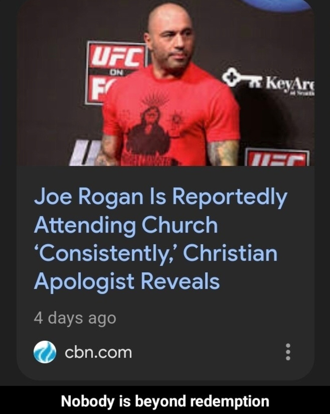 Joe Rogan found in church like it's a plot twist - meme