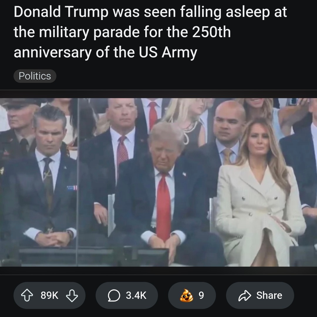 Trump caught snoozing during Army anniversary parade - meme