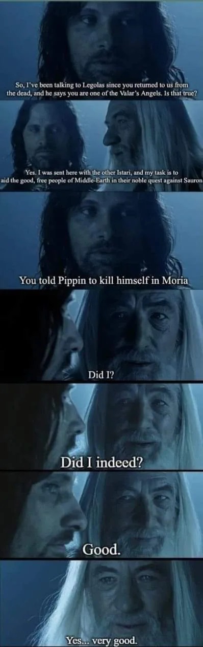 Gandalf, one of the Valar's Angels - meme