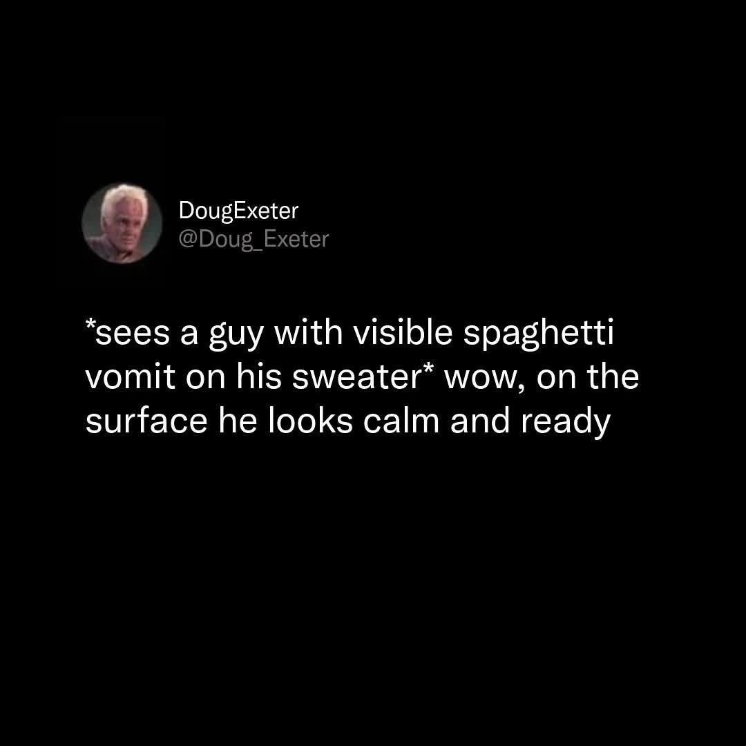 Visible spaghetti on his sweater already... mom's spaghetti - meme