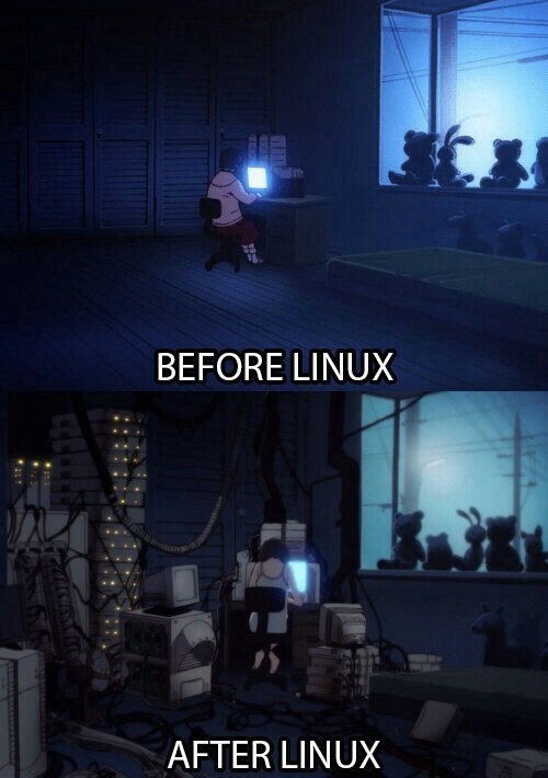what you are referring to as linux, is in fact, GNU/linux, or as i use to call it, a copypasta witch is too long to fit in the title - meme