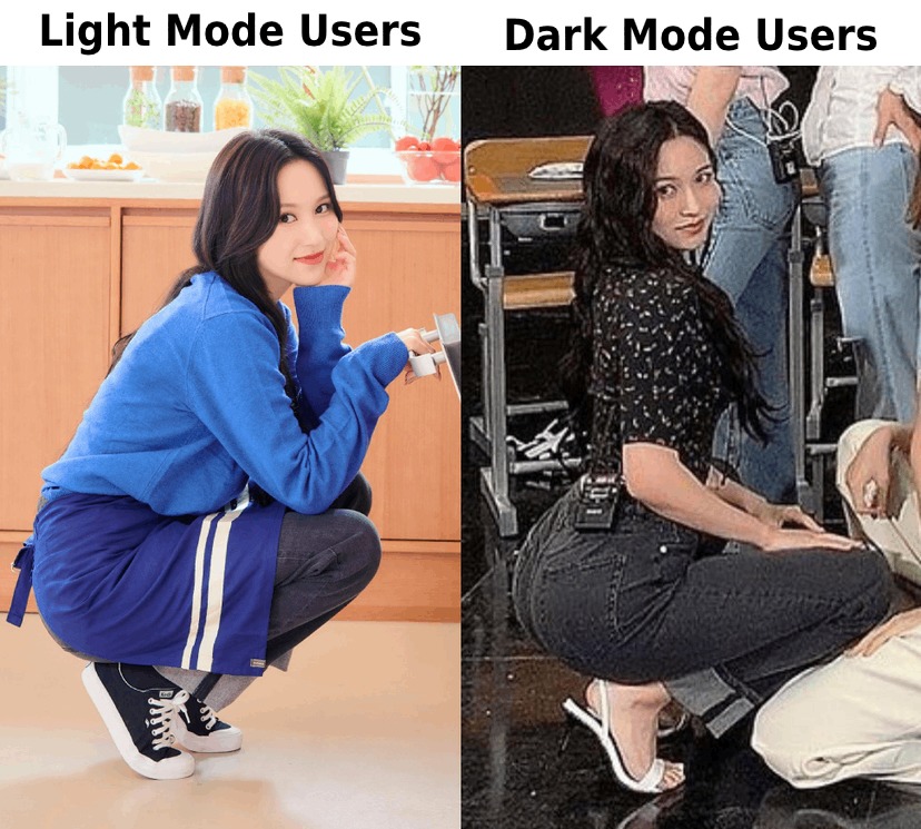 Light vs Dark mode users - meme