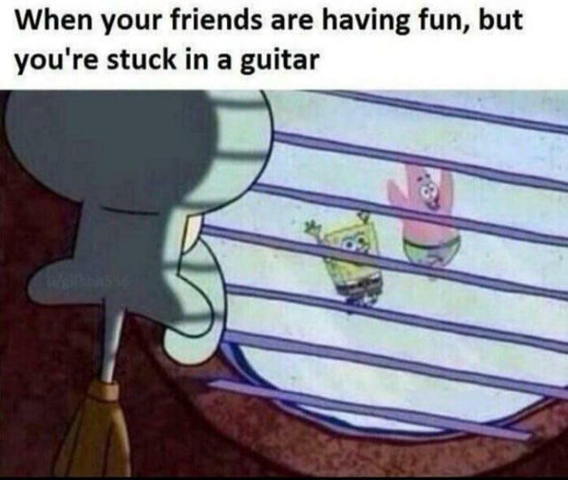 squidward was stuck in a guitar - meme