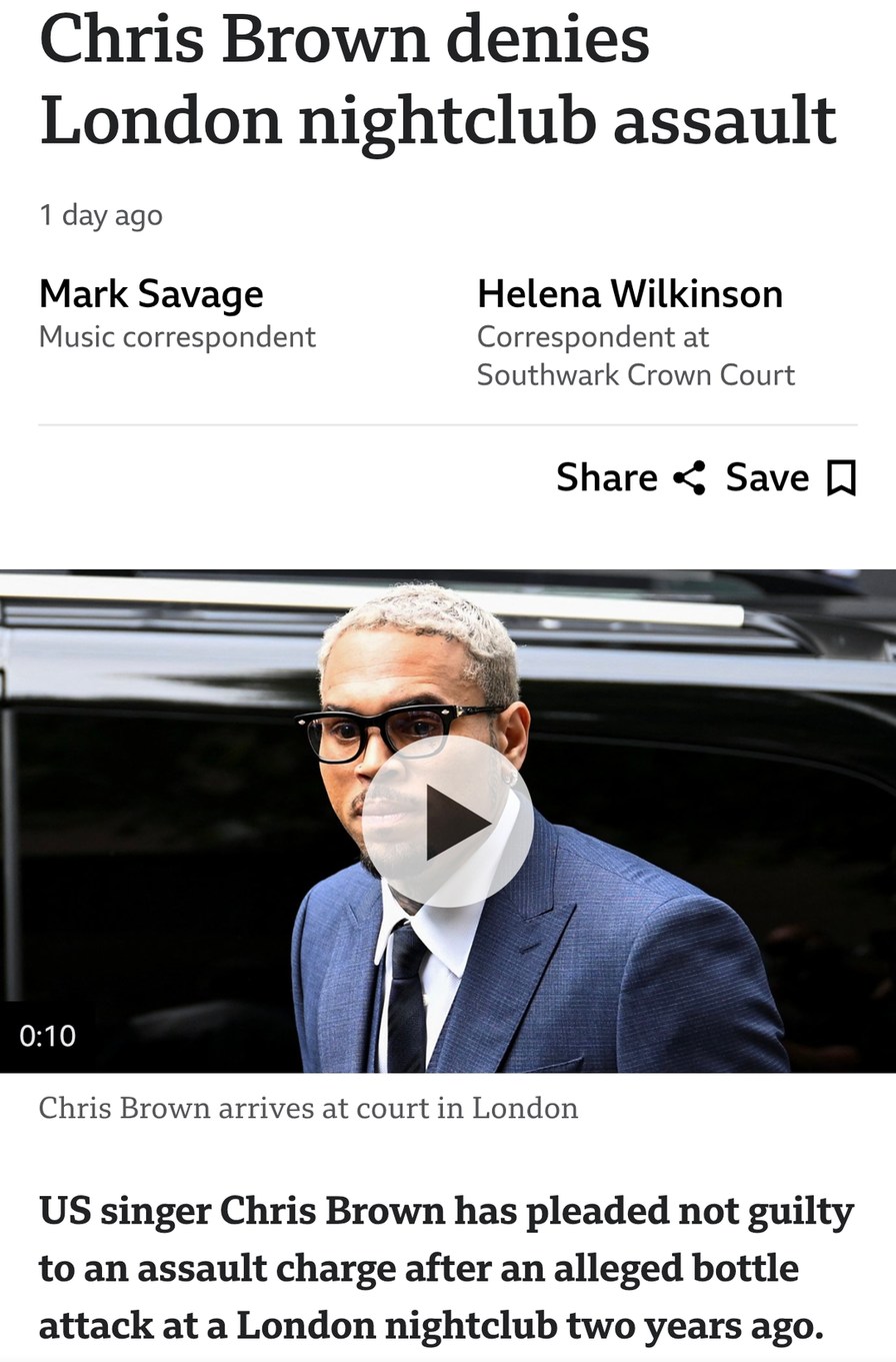 Chris Brown pleads not guilty in UK nightclub bottle case - meme