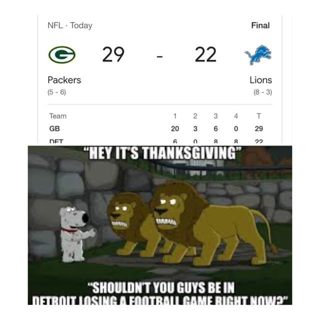 Packers vs Lions - meme
