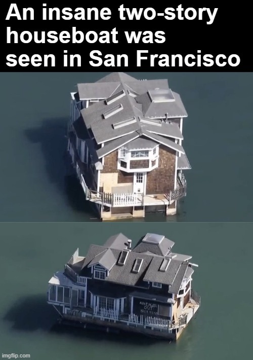 Two story houseboat in San Francisco - meme