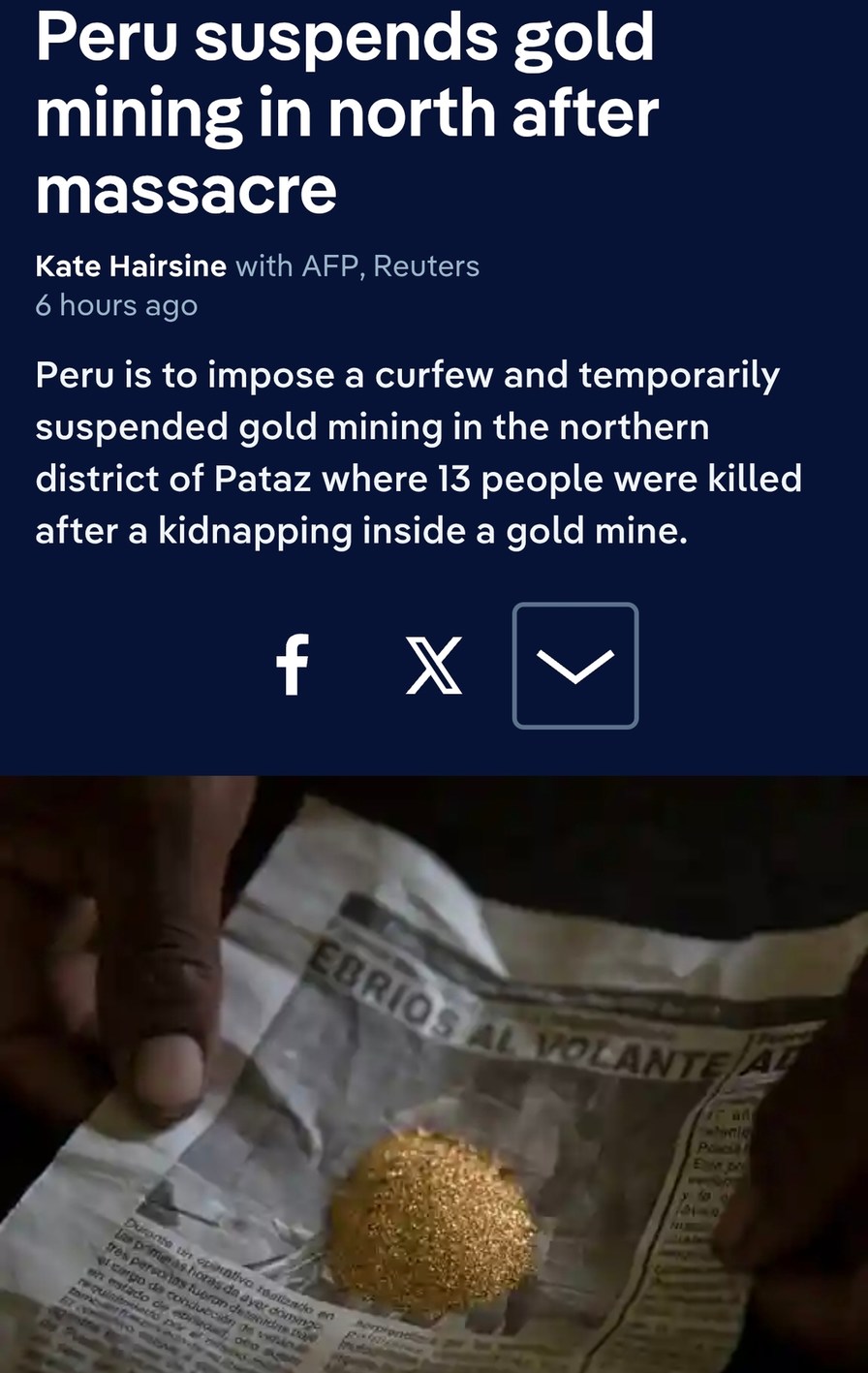 Peru shuts gold mining after massacre inside a mine - meme