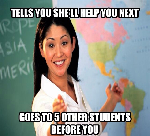 Unhelpful teacher at it again... - meme
