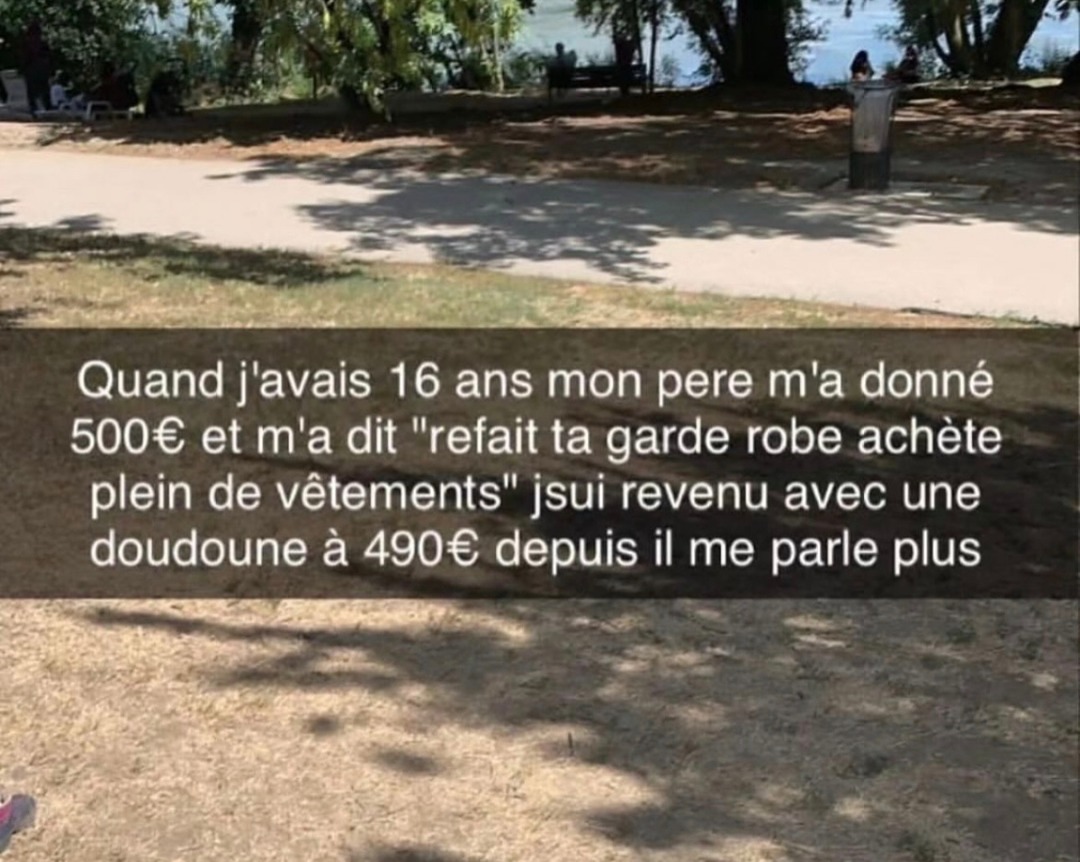 490€ dans une doudoune, 10€ restants pour les regrets - meme