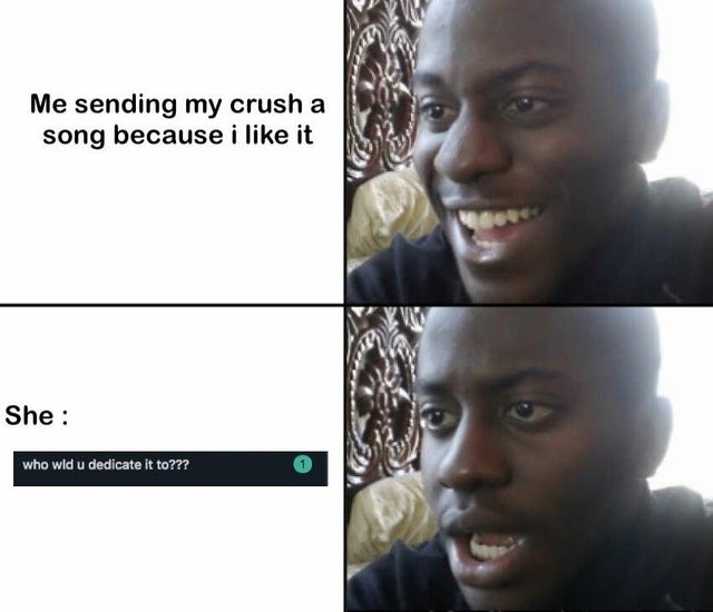 When I send my crush a song because I like it - meme