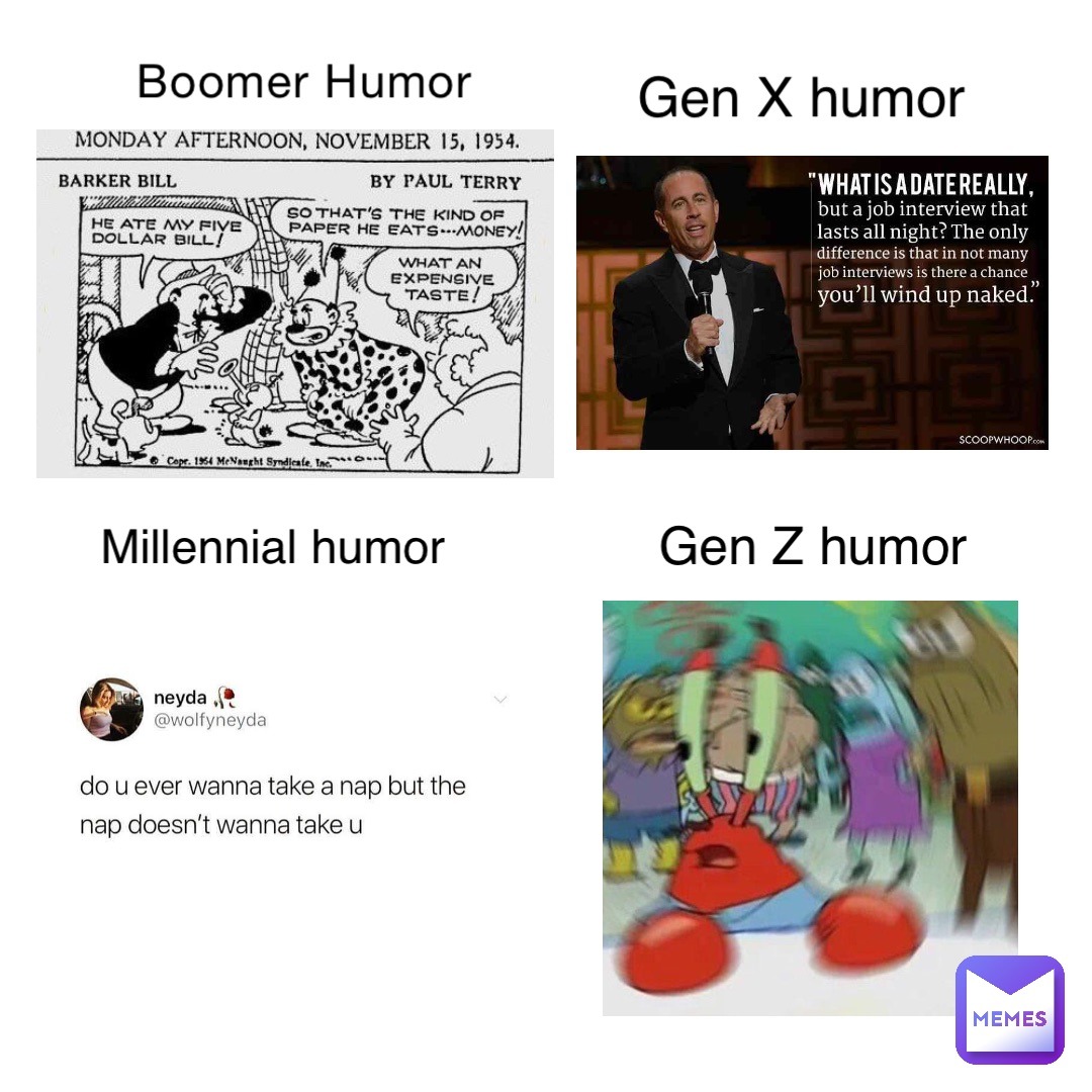 boomers vs gen x vs millennials vs gen z - meme