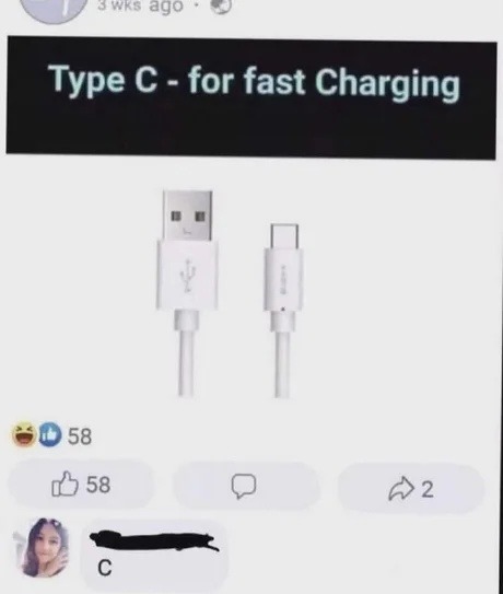 Type C chargers said fast charge but took my soul instead - meme