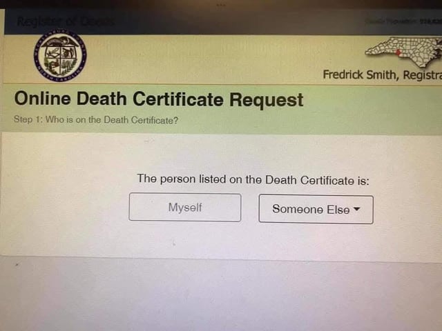 Tutorial: How to get your death certificate online - meme