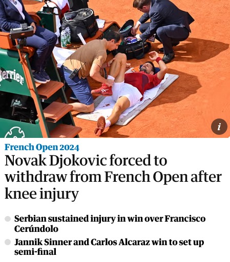 Novak Djokovic forced to withdraw from French Open - meme