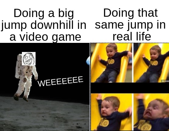 I just got Skyrim and OHMYGOSH JUMPIN IS SO FUN - meme