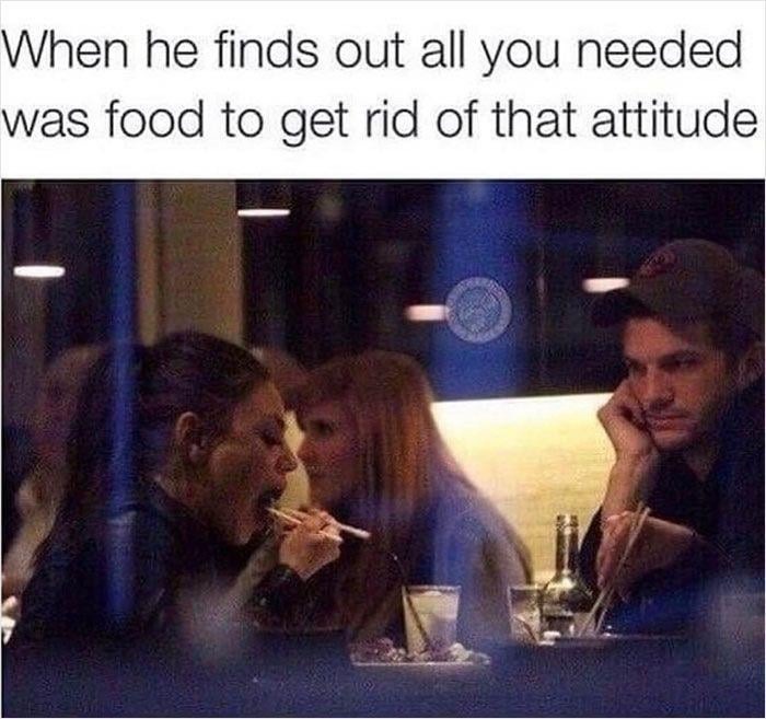 Fixing attitude with food - meme