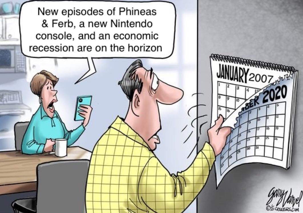 Phineas & Ferb are back. So are recessions. Balance, I guess - meme