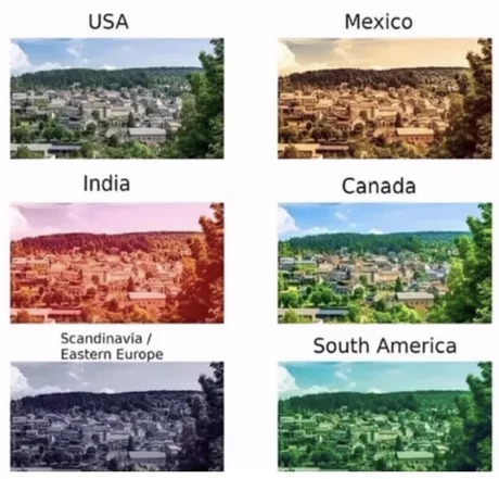 Filtro de color por países - meme