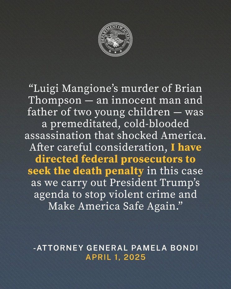 Death penalty sought for Luigi Mangione after high-profile CEO murder - meme