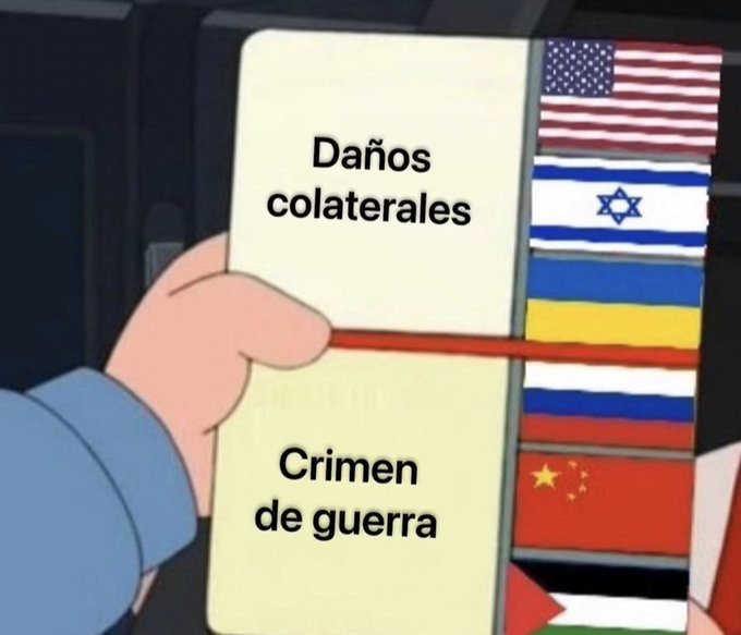 Daños colaterales vs Crimenes de guerra - meme