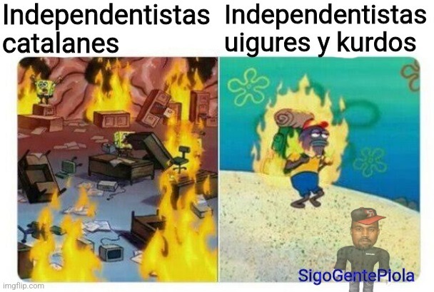 Literalmente, los catalanes son lloricas si los comparan con los indepes uigures de Sinkiang (ya sabrán la pésima situacion de los uigures en china) y los nacionalistas kurdos (turquía, irán y siria no están a favor de q tengan su país) - meme
