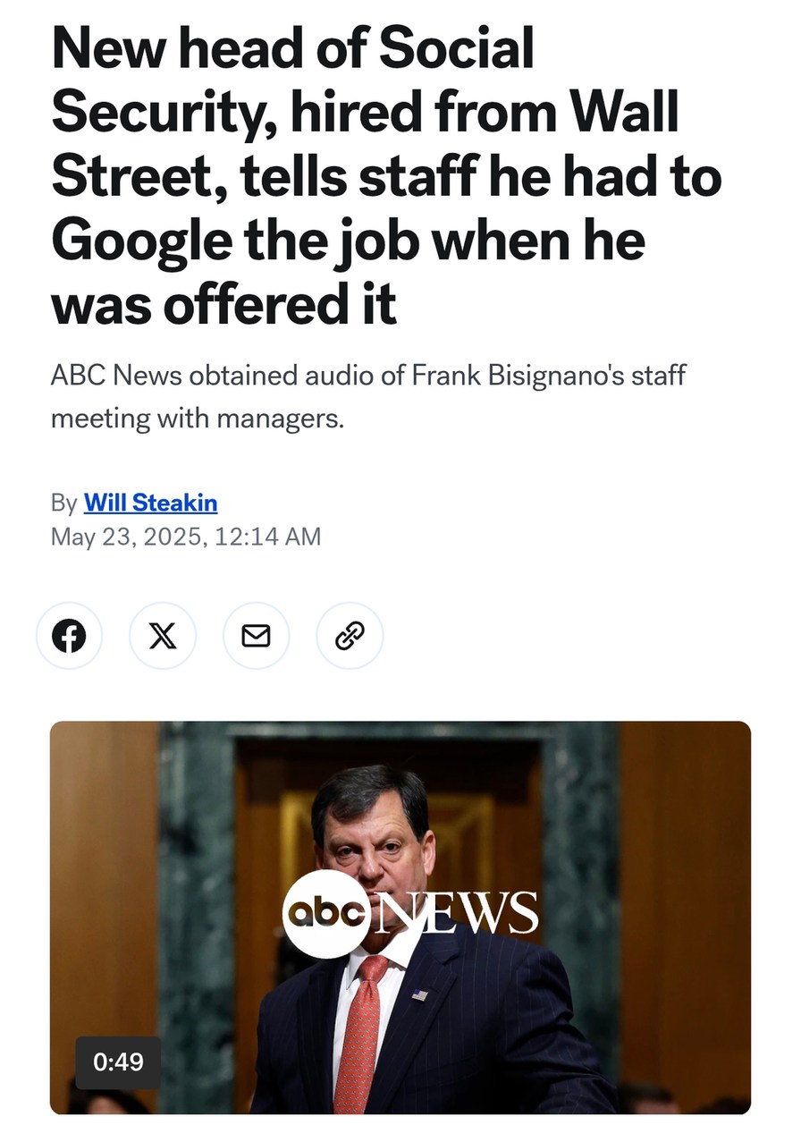 New Social Security chief had to Google what his job is - meme