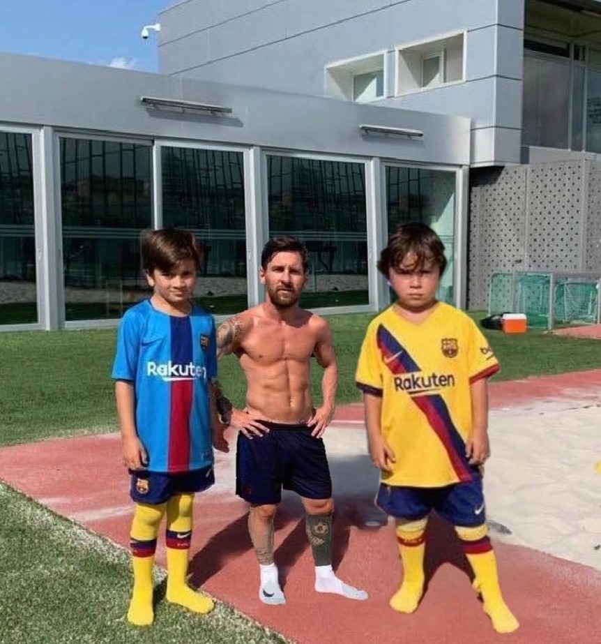 Messi con sus hijitos - meme